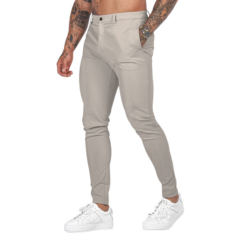 Men's Slim-Fit Chino Pants with Modern Design and Elastic Waist Shop Velvia