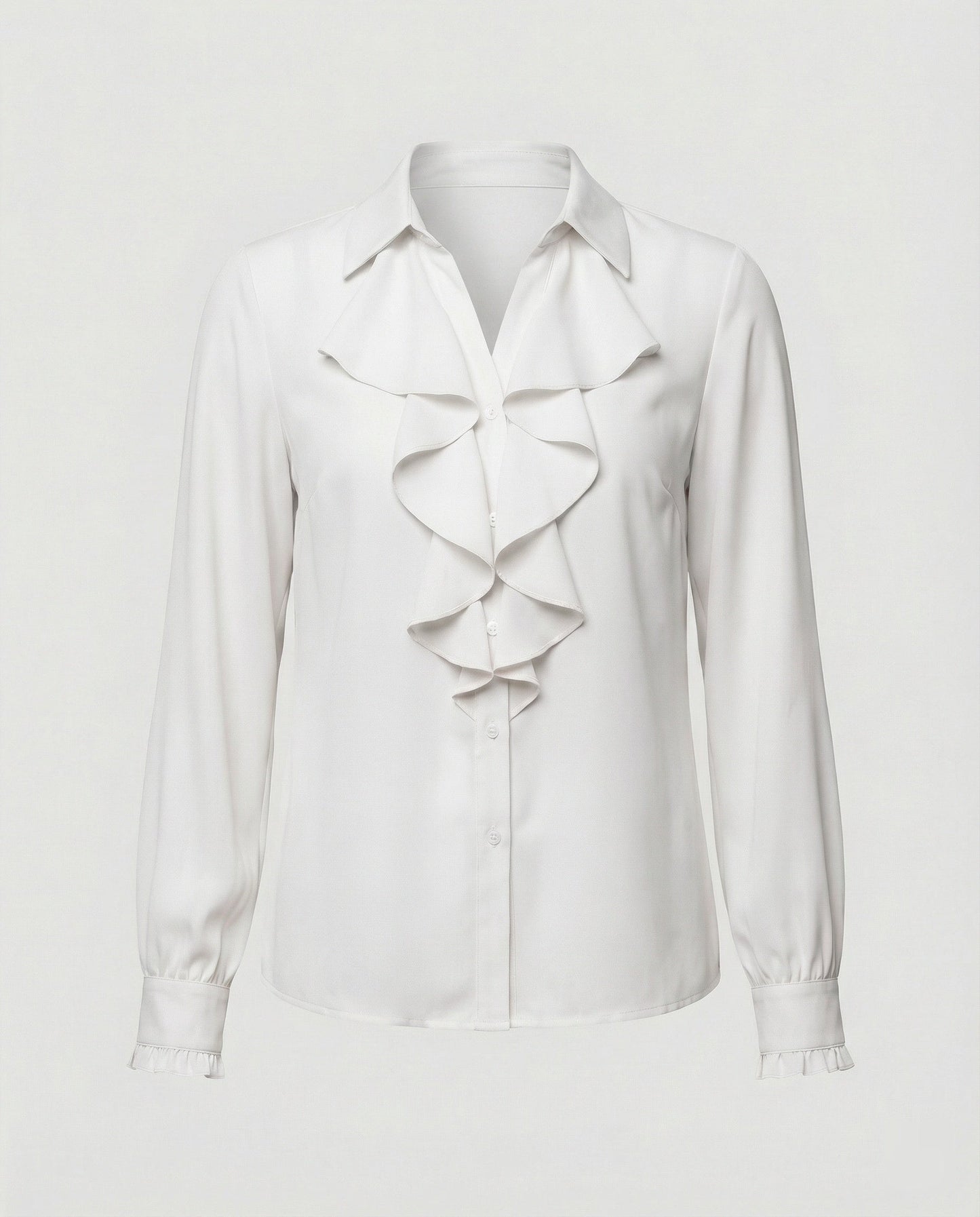 Women’s blouse with refined ruffle details and elegant sleeves