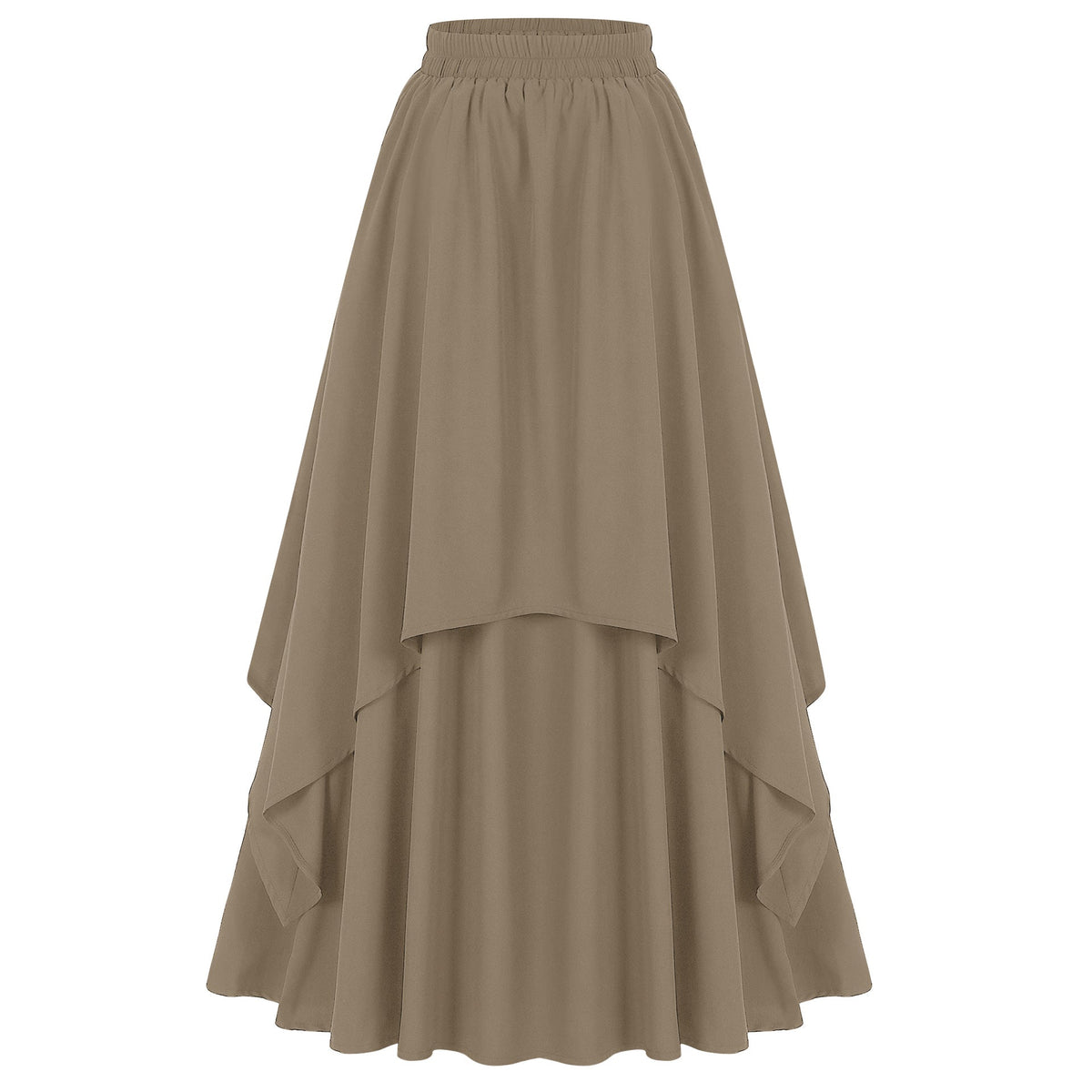 Women’s multi-layered chiffon maxi skirt with high elastic waistband and asymmetrical tiered fall Shop Velvia