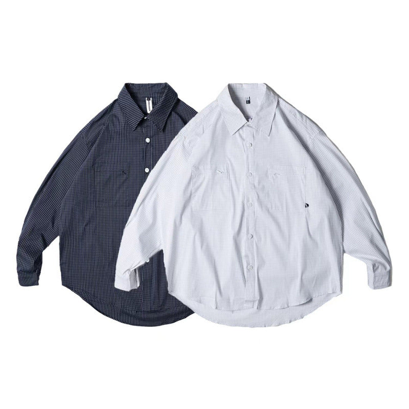 Unisex Oversize-checkered Shirt with rounded hem and appliquéd chest pockets Shop Velvia