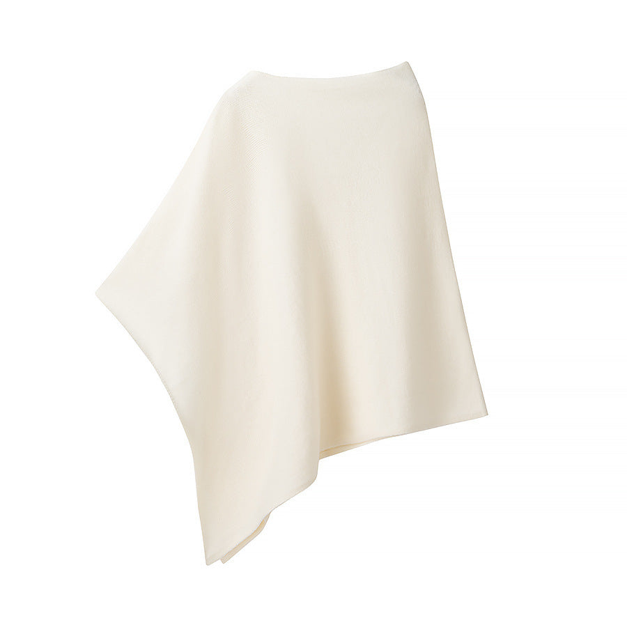 Women Fine Knit Poncho with Asymmetrical Hem and Wide Boat Neck Shop Velvia