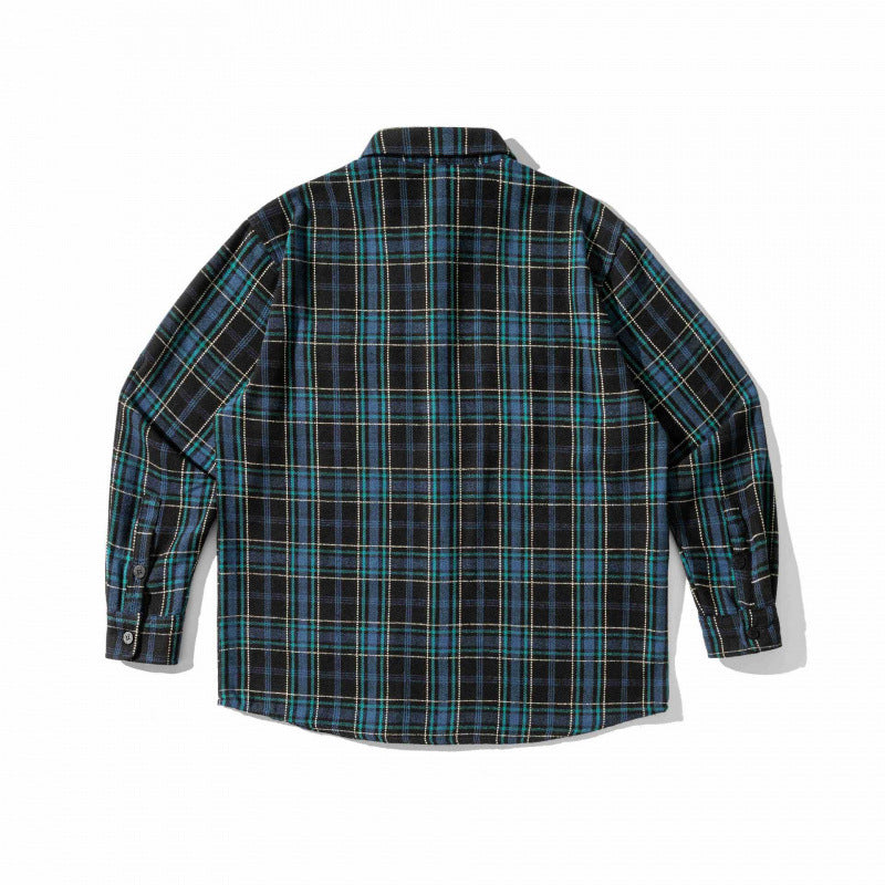 Unisex Checked Overshirt in Boxy Workwear Style with Patch Pockets and Shirt Collar Shop Velvia