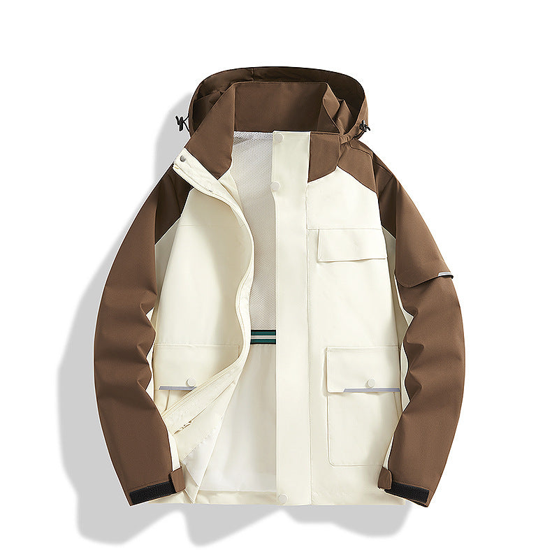 Men's three-layer trekking jacket with welded seams, hood, and multifunction pockets Shop Velvia
