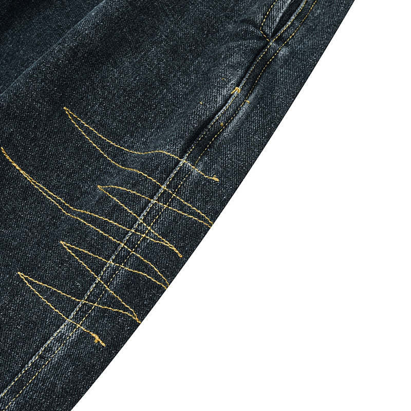 Ladies Wide Denim Pants with Pleats, Elastic Waistband and Casual Silhouette Shop Velvia