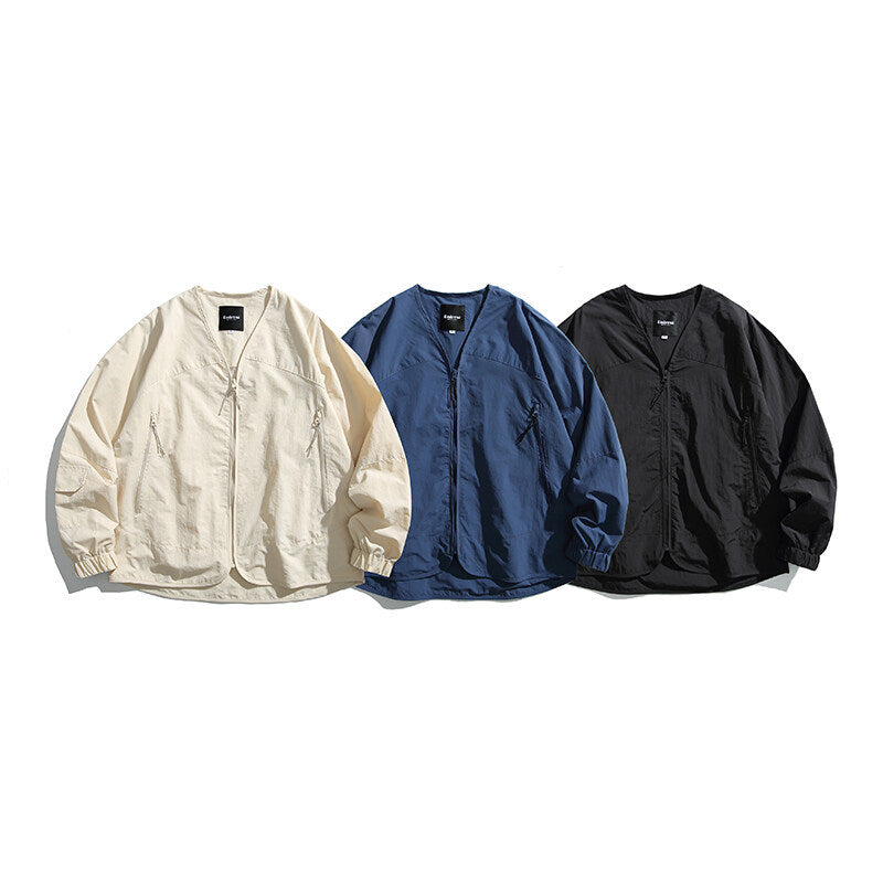 Unisex Light Oversize Over-shirt Jacket made of technical Nylon mix with V-neck and zippered pockets Shop Velvia