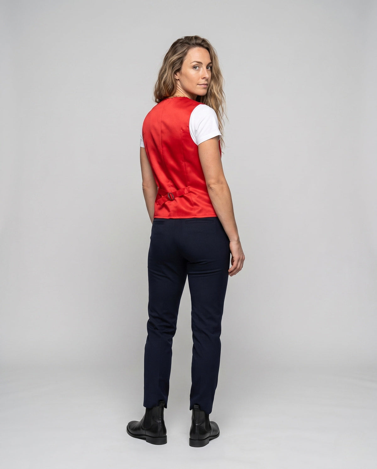Women's Elegant Stand Collar Vest with Artful Decorations Shop Velvia