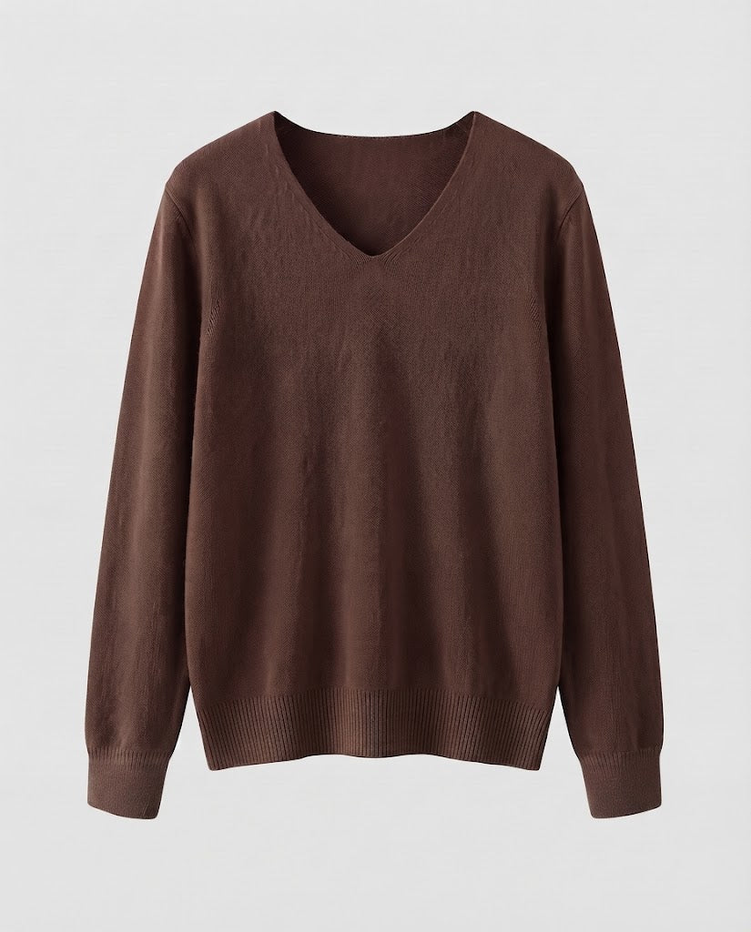 Women Fine Knit V-Neck Sweater made of Cozy Angora Mix Shop Velvia