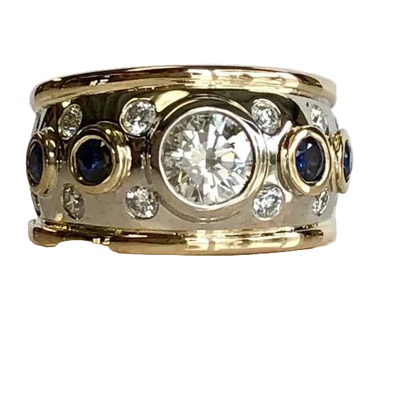 Vintage gold inlaid zirconia ring