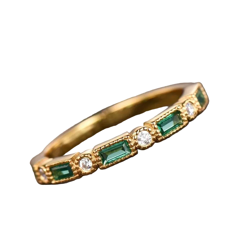 Vintage Green Inlay Zirconia Gold Ring