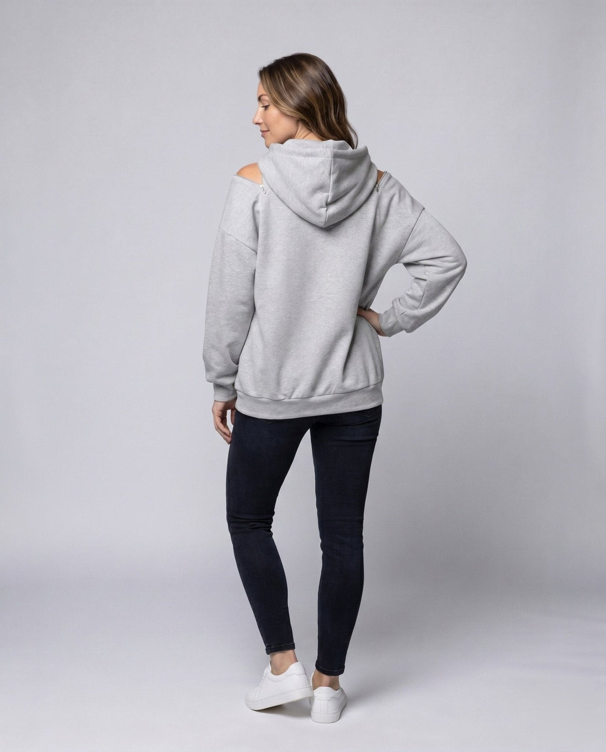 Ladies hoodie with trendy cut-out details - Chichicherry