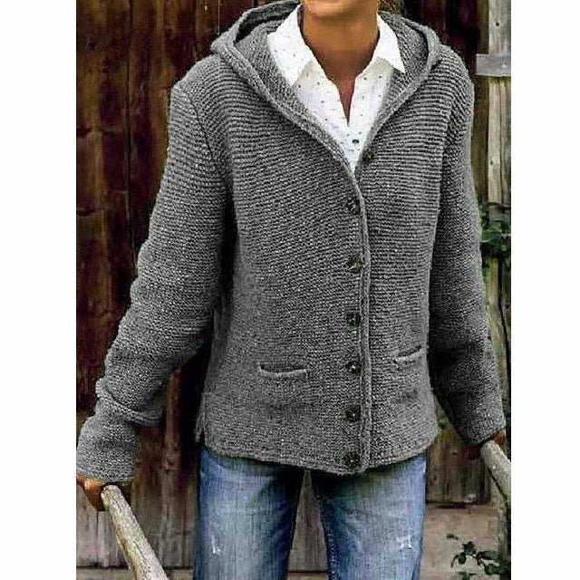 Shop Velvia Hooded Knit Coat