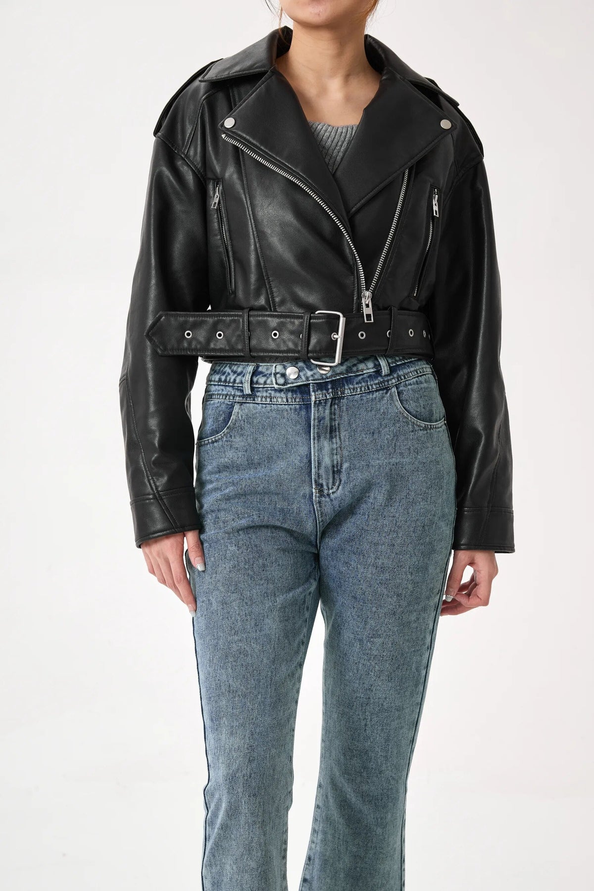 Shop Velvia | Short-Cut Biker Jacket - Vintage & Stylish