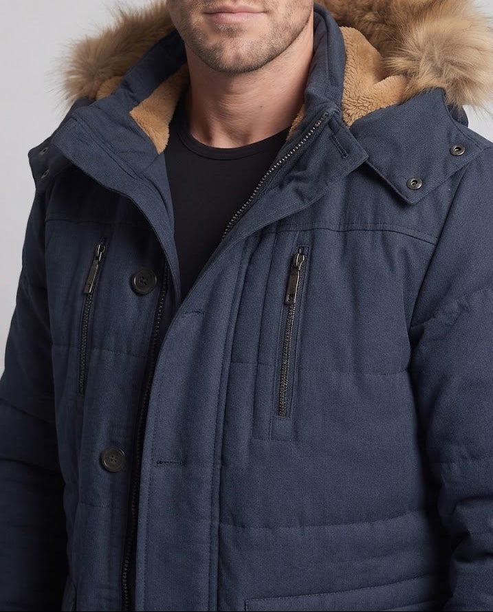 Men's winter parka with detachable hood and fleece lining Shop Velvia