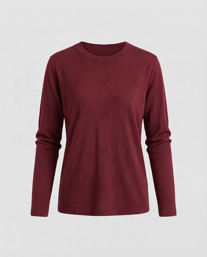 Women Fine Crew Neck Fine Knit Sweater with Slightly Dropped Shoulder and Fluid Silhouette Shop Velvia