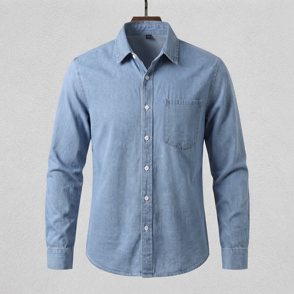 Men's casual denim shirt with chest pocket and straight cut Shop Velvia