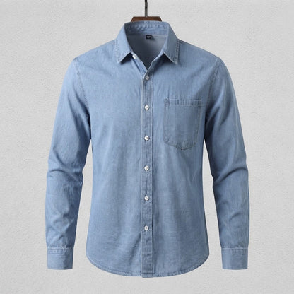 Men's casual denim shirt with chest pocket and straight cut Shop Velvia