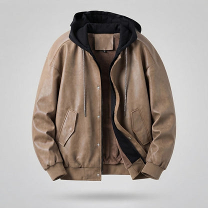 Men's Fashion Faux Leather Jacket with Hood Shop Velvia