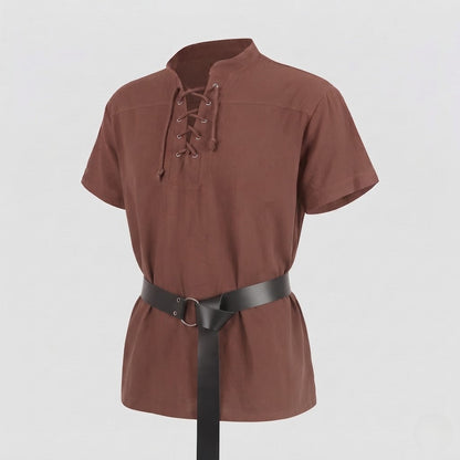 Women's Medieval Tunic Shirt with Lacing and Leather Belt Shop Velvia