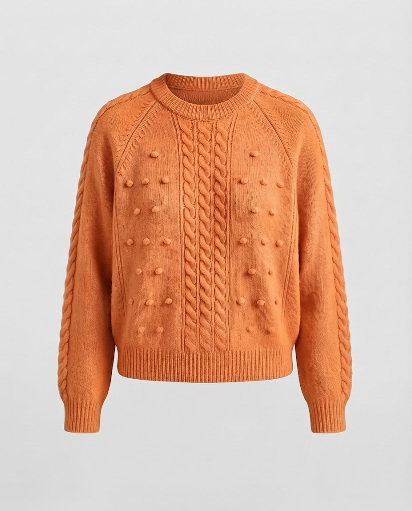 Women's Chunky Knit Sweater with Cable Pattern and Nubby Texture Shop Velvia