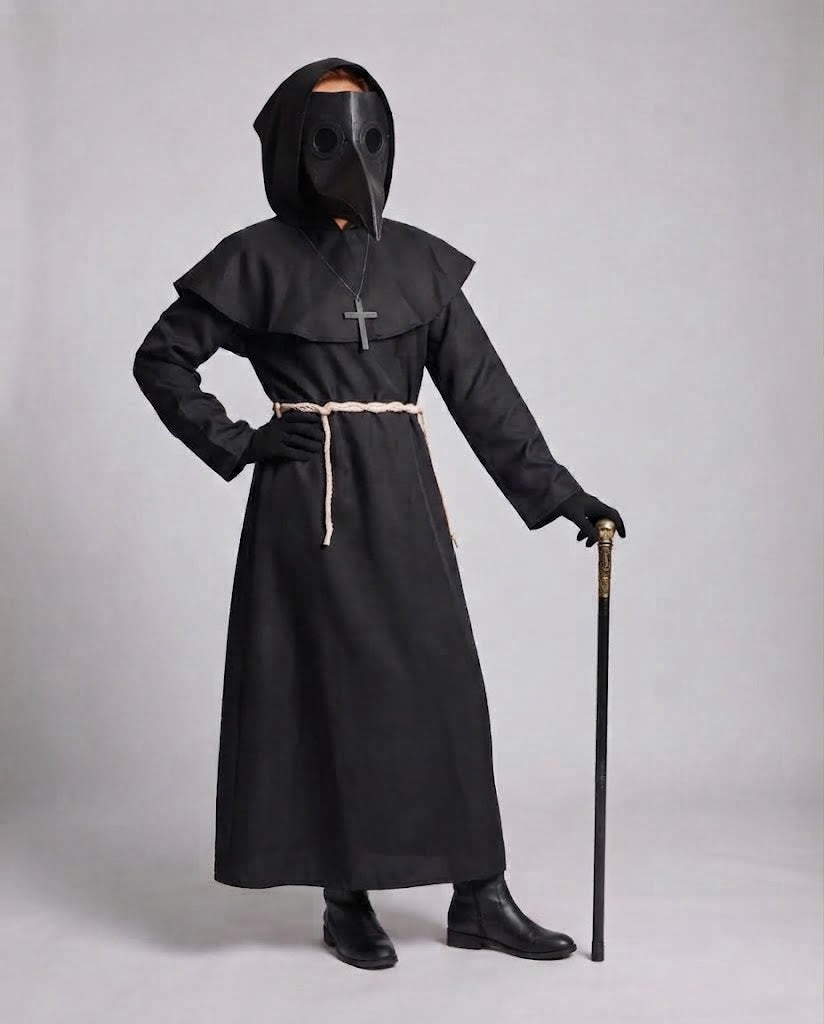 Women's monk costume with hood and ruffle elements Shop Velvia