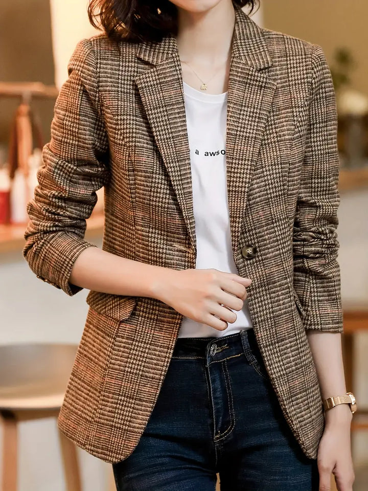 Shop Velvia | Checked Blazer With Lapel And One Button