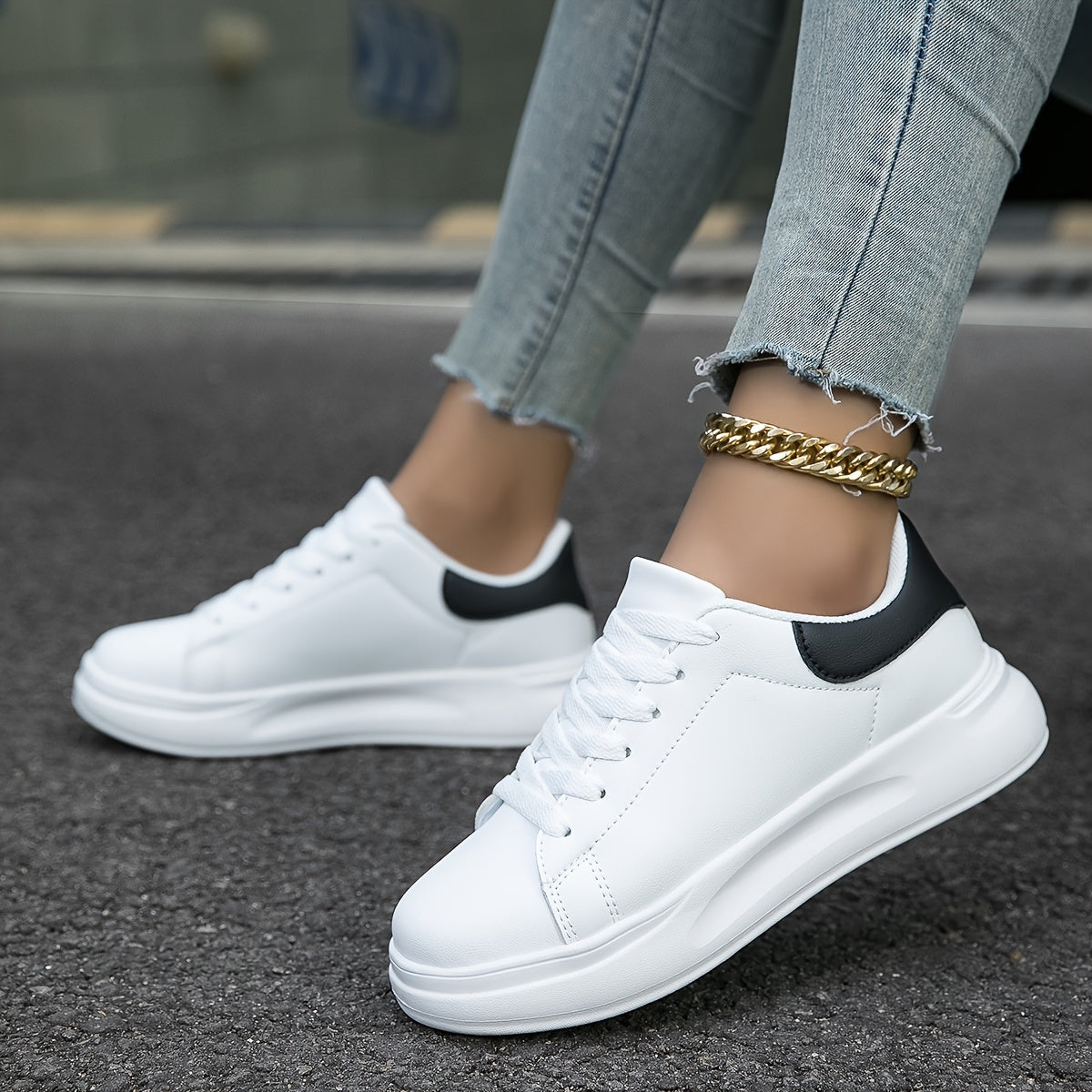 Shop Velvia | Clean White Leather Sneakers for Women, White