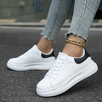 Shop Velvia | Clean White Leather Sneakers for Women, White