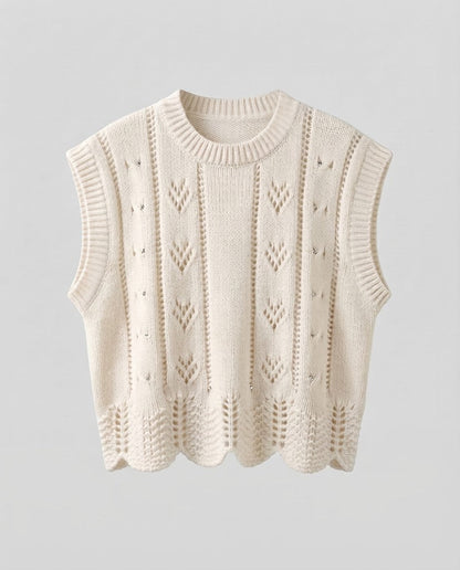 Ladies Knitted Lace Sleeveless Vest with Shell Hem Shop Velvia