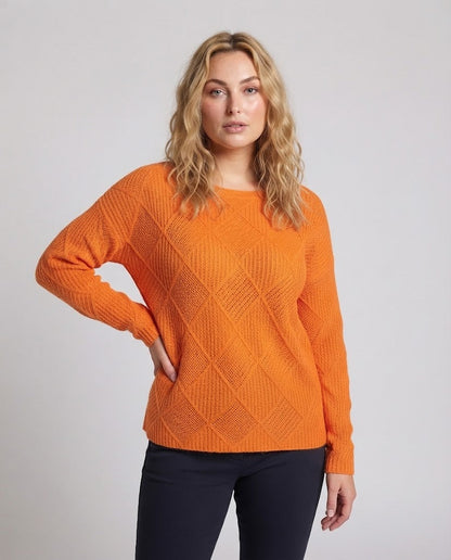Women's fine-knit pullover in mohair look with diamond-patterned structure and casual oversized fit Shop Velvia