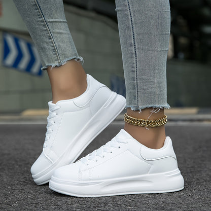 Shop Velvia | Clean White Leather Sneakers for Women, White