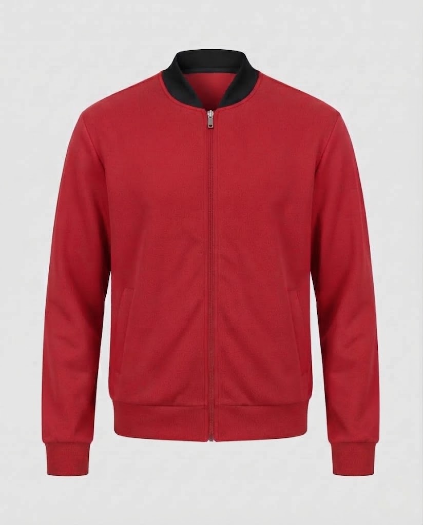 Men's Cotton-Mix Bomber Sweat Jacket with Full Zip and Side Pockets Shop Velvia