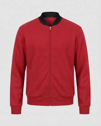 Men's Cotton-Mix Bomber Sweat Jacket with Full Zip and Side Pockets Shop Velvia
