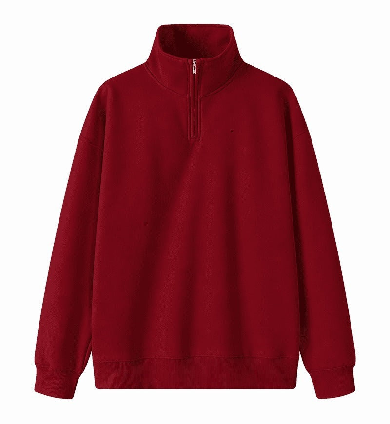 Heavy polo sweatshirt with half zipper, 350g