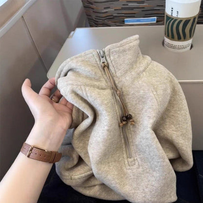 Women's sweater with zipper and stand-up collar