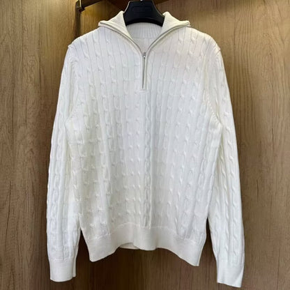 Modern men's knitted sweater with zipper