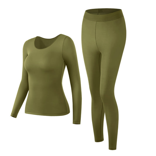 Elastic Thermal Underwear Set with Round Neck
