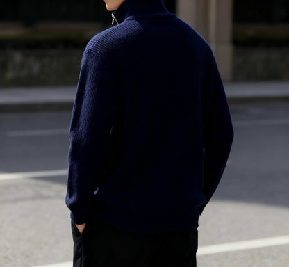 Unisex knitted pullover with zipper