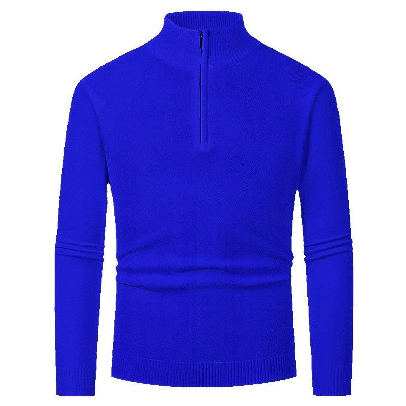 Men's knit sweater with polo collar and zipper