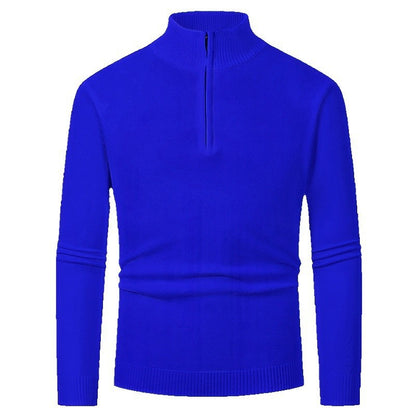 Men's knit sweater with polo collar and zipper