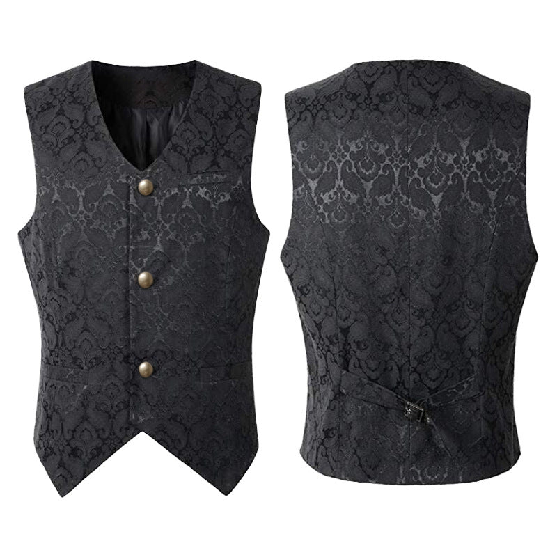 Men's sleeveless vintage linen shirt with breast lacing and stand-up collar Shop Velvia