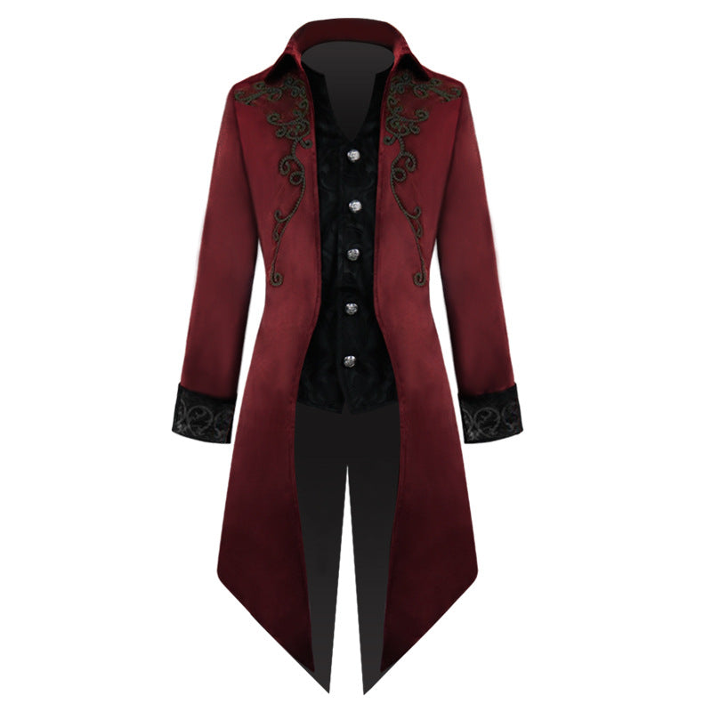 Men's tailored brocade coat in military style with stand-up collar and decorative braids Shop Velvia