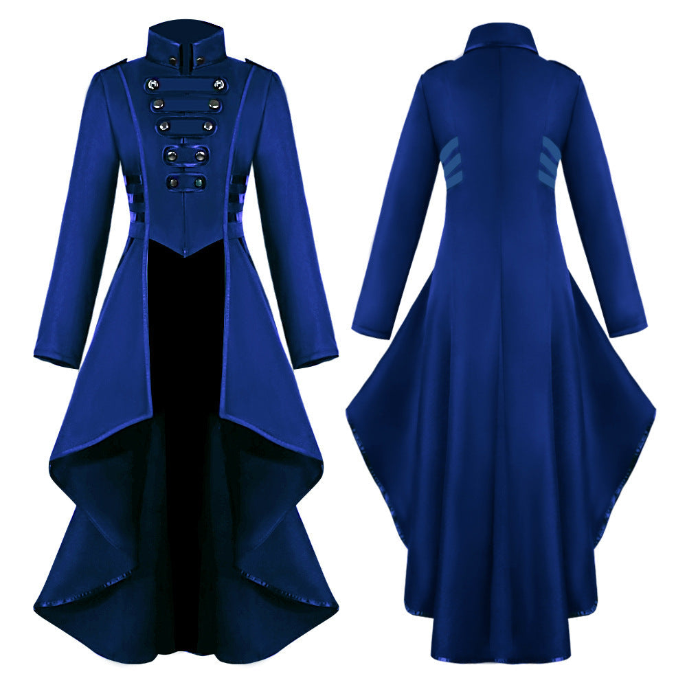 Men's tailored brocade coat in military style with stand-up collar and decorative braids Shop Velvia