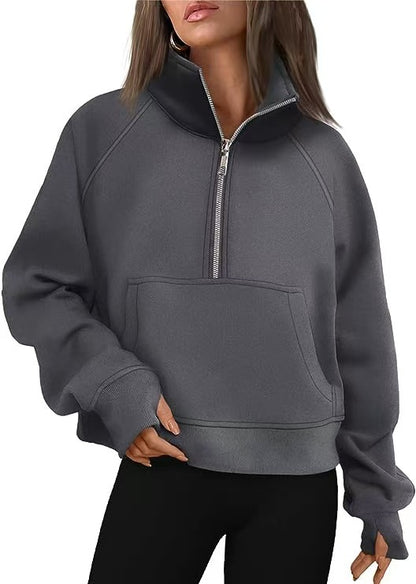 Women's sweatshirt with zipper and raglan sleeves