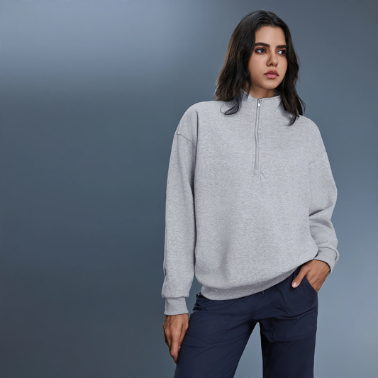 Women's sweatshirt with stand-up collar, lined