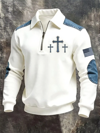 Men's sweatshirt with 3D print and zipper