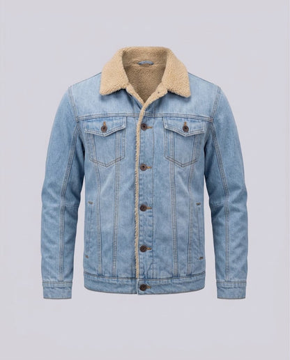Men's Casual Denim Jacket with Teddy Lining Shop Velvia