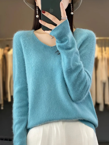 Shop Velvia | Cashmere Pullover Women Elegant V-neck, Soft & Comfortable