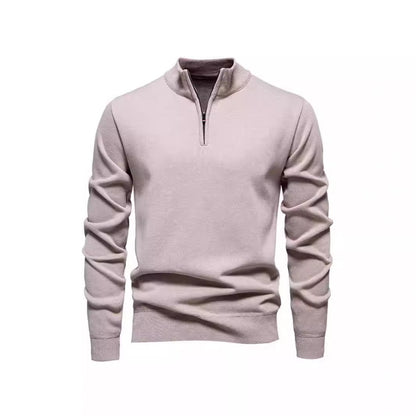 Slimmer knit sweater with stand-up collar and zipper