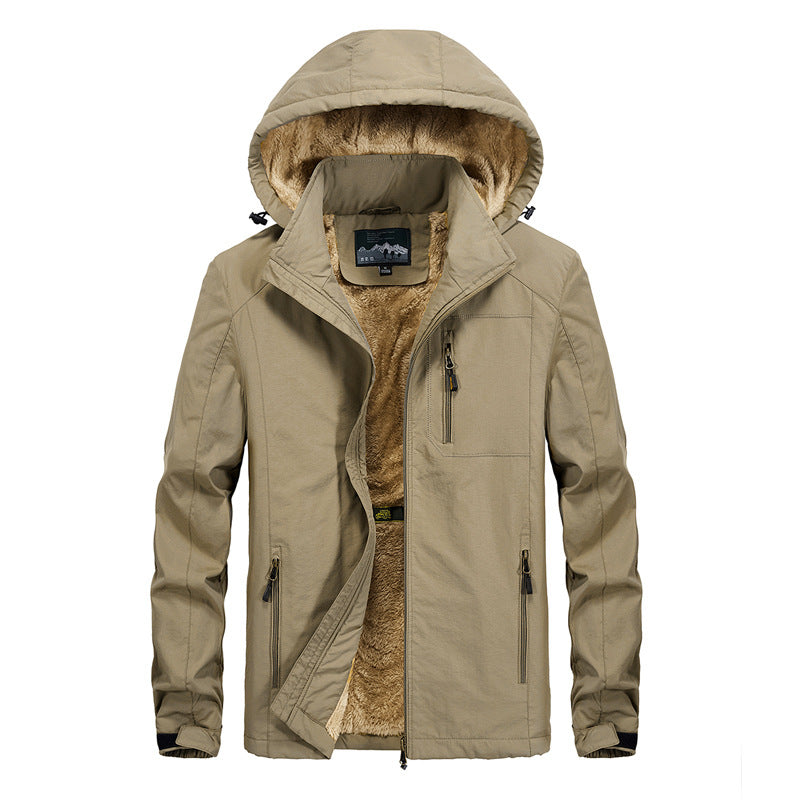 Men's Utility Hooded Jacket with Full Zip and Warm Faux Fur Lining Shop Velvia