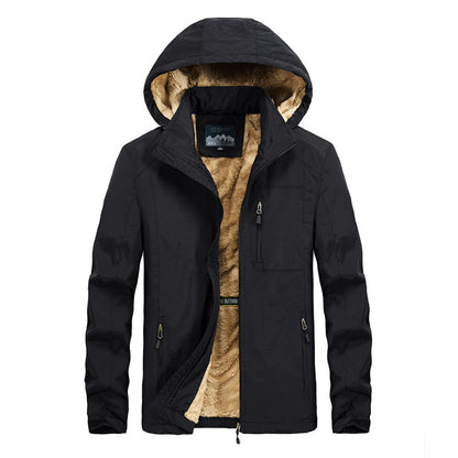 Men's Utility Hooded Jacket with Full Zip and Warm Faux Fur Lining Shop Velvia